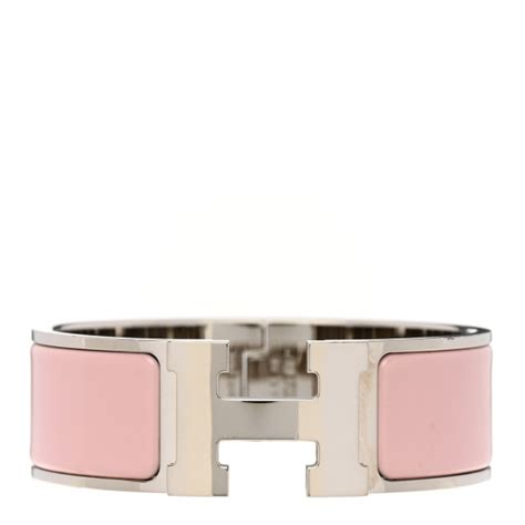 HERMES Enamel Wide Clic Clac H Bracelet PM Rose Cassata 